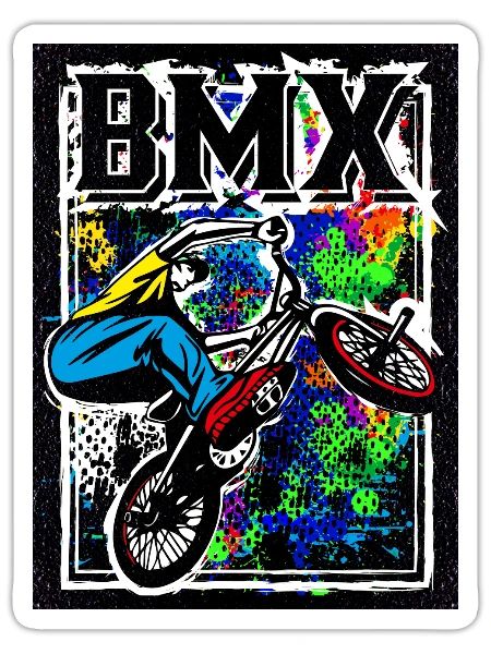 BMX Poster | Bmx Bike Racing - Sticker - white matte - Front