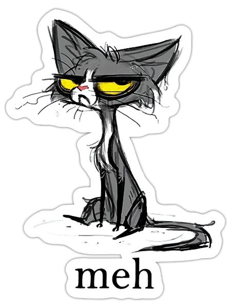 Funny Meh Cat Gift for Cat Lovers - Sticker - white matte - Front