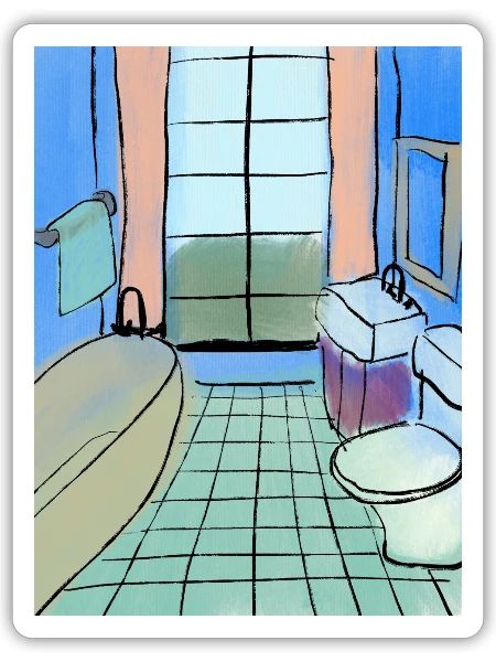 abstract bathroom - Sticker - white matte - Front