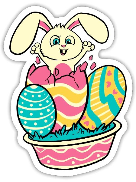 Surprise Bunny - Sticker - white matte - Front