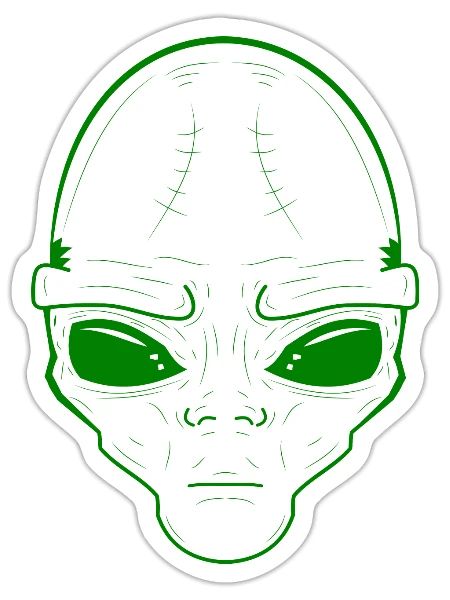 Alien Face, Minimalist Line art - Sticker - white matte - Front