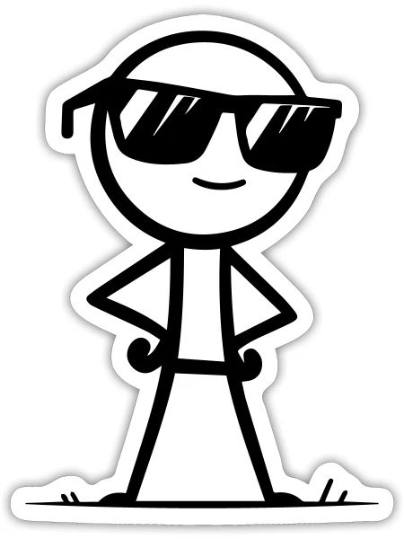 Cool Stick Man - Sticker - white matte - Front