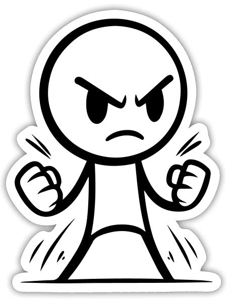 Angry Stick Man - Sticker - white matte - Front
