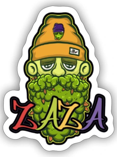 "ZaZa" Green Bud with Beanie - Sticker - white matte - Front