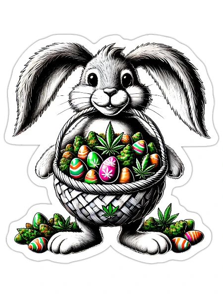 Cheerful Cannabis Bunny - Sticker - white matte - Front