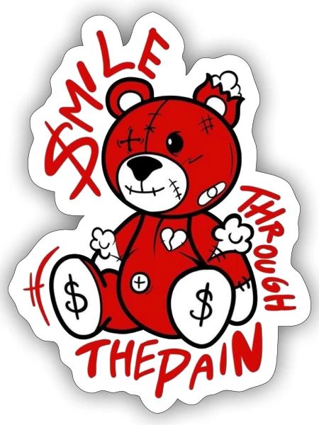 Cute sad teddy bear - Sticker - white matte - Front