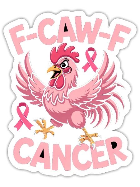 Pink Chick Cancer Ribbon Tee - Sticker - white matte - Front