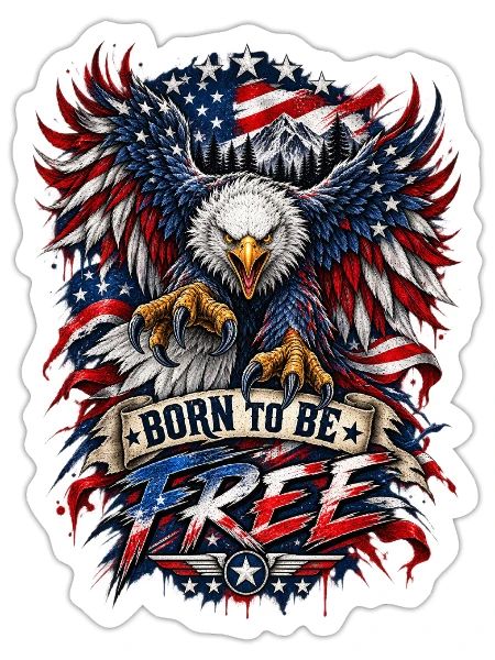 Born To Be Free Eagle - Sticker - white matte - Front