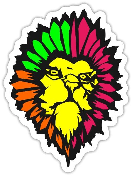lion au néon - Sticker - blanc mat - Devant