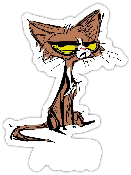 Funny Meh Cat for Cat Lovers - Sticker - white matte - Front