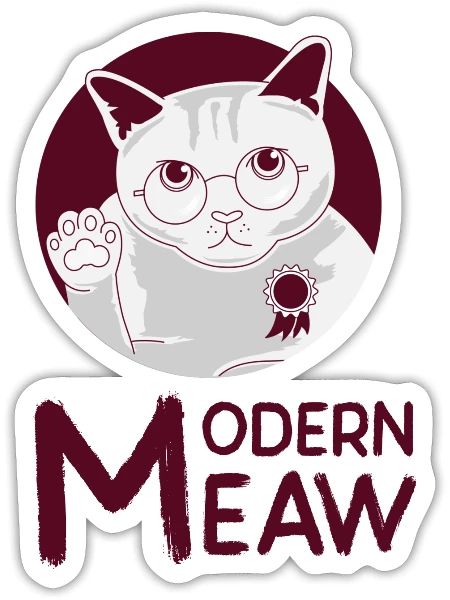 Miaou moderne - Sticker - blanc mat - Devant