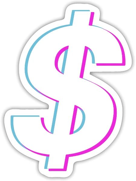 Dollar Sign Vaporwave Glitch Art - Sticker - white matte - Front