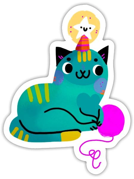 Bday Cat - Sticker - white matte - Front