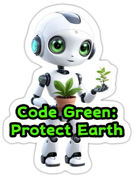 Adorable Robot Girl Holding a Plant – Eco Friendly - Sticker - white matte - Front