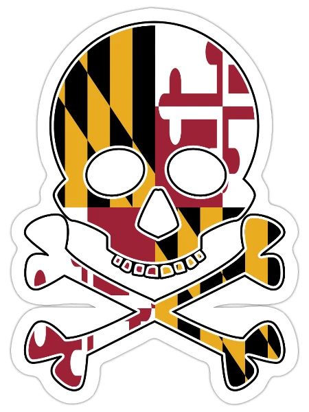 Maryland Flag Skull Crossbones - Sticker - white matte - Front
