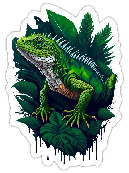 Iguana Reptile - Sticker - white matte - Front
