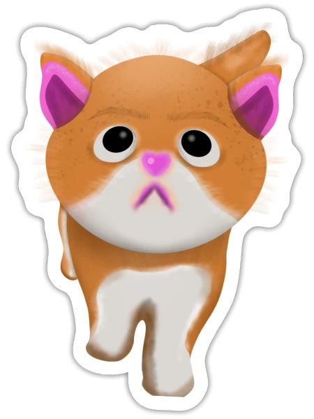 Sad Cat - Sticker - white matte - Front