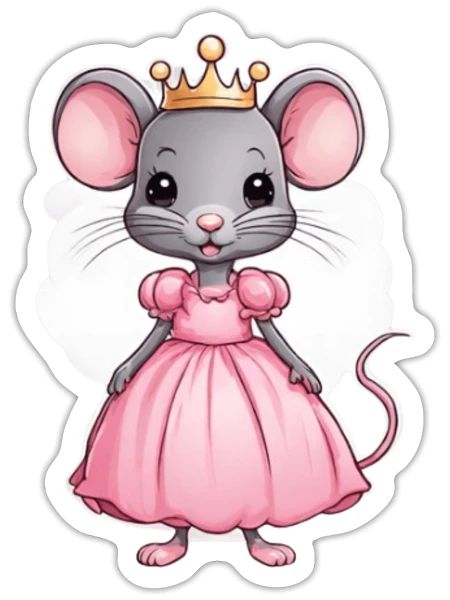 Cute princess mouse - Sticker - white matte - Front
