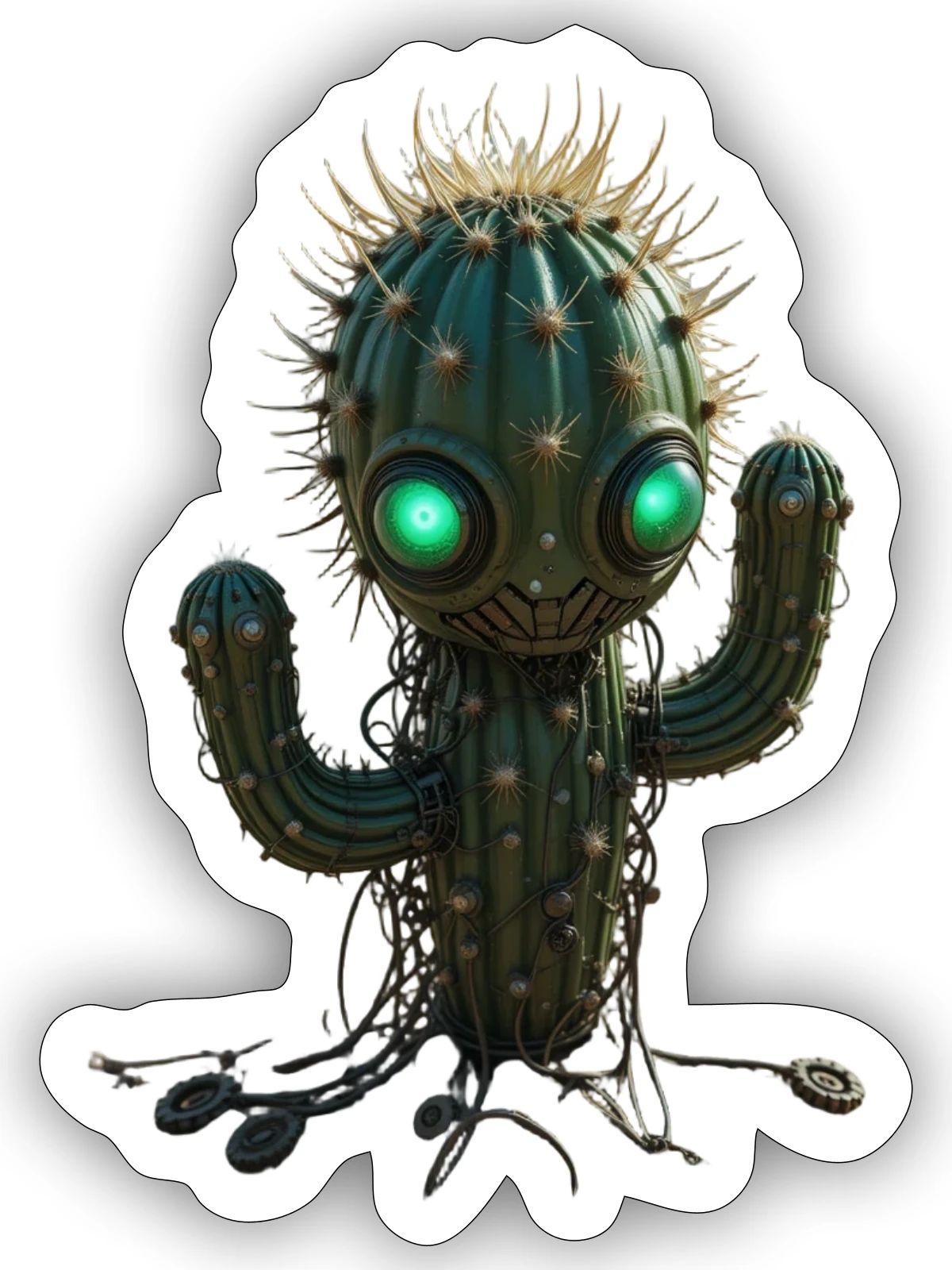 Robo Cactus Guardian - Sticker - white matte - Front