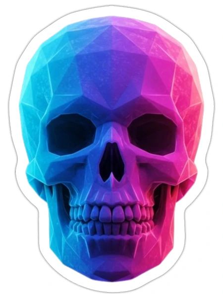 Crâne au néon - Sticker - blanc mat - Devant