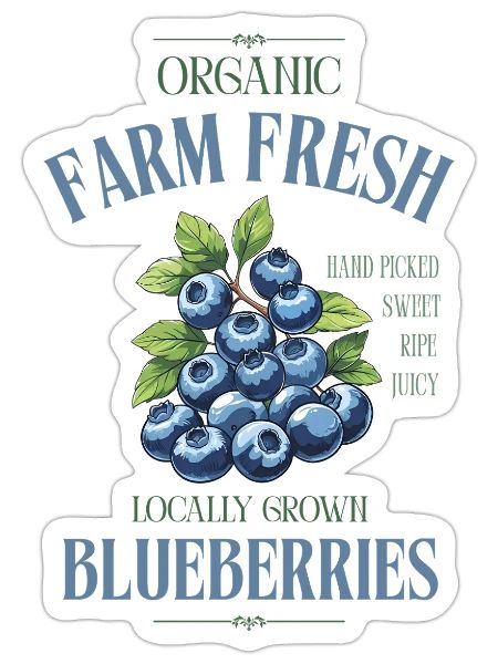 Organic Blueberries - Sticker - white matte - Front
