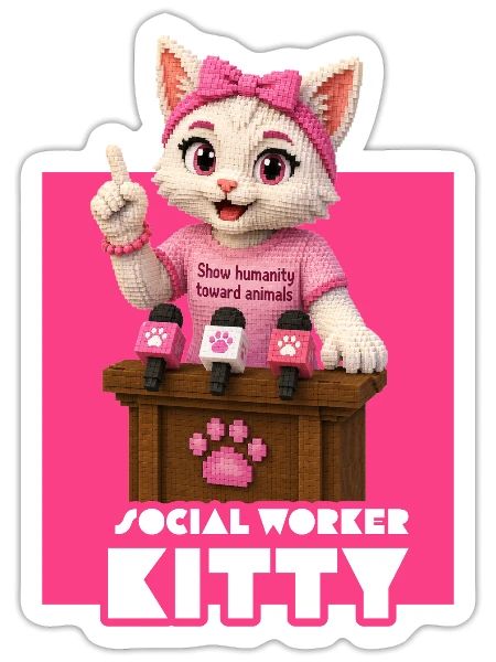 Social Worker Kitty Artwork  - Sticker - white matte - Front