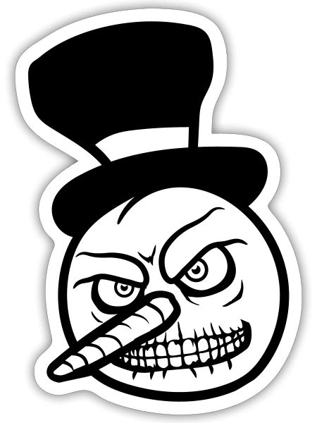 snowman face head halloween evil horror dangerous - Sticker - white matte - Front