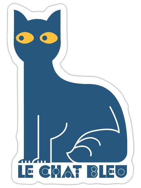 Le Chat Bleu - Blue Cat - Sticker - white matte - Front
