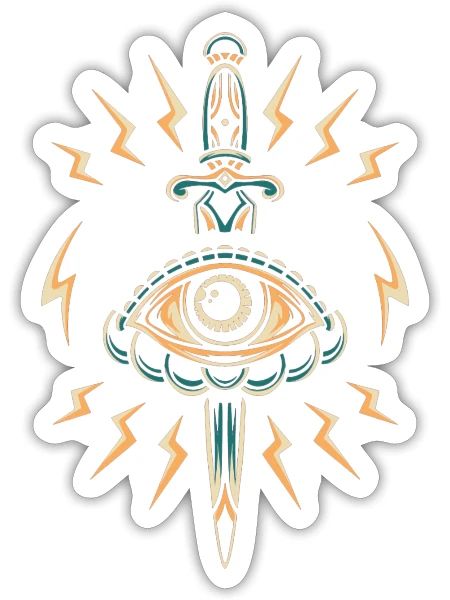 Evil Eye Dagger Lightning Bolts - Sticker - white matte - Front
