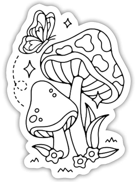 Mushrooms - Sticker - white matte - Front