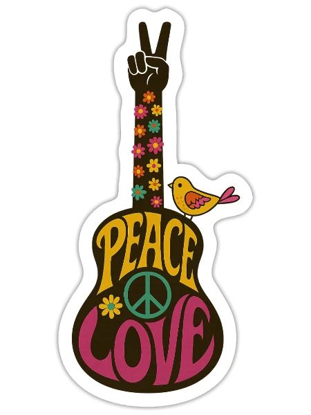 Peace and Love - Sticker - white matte - Front