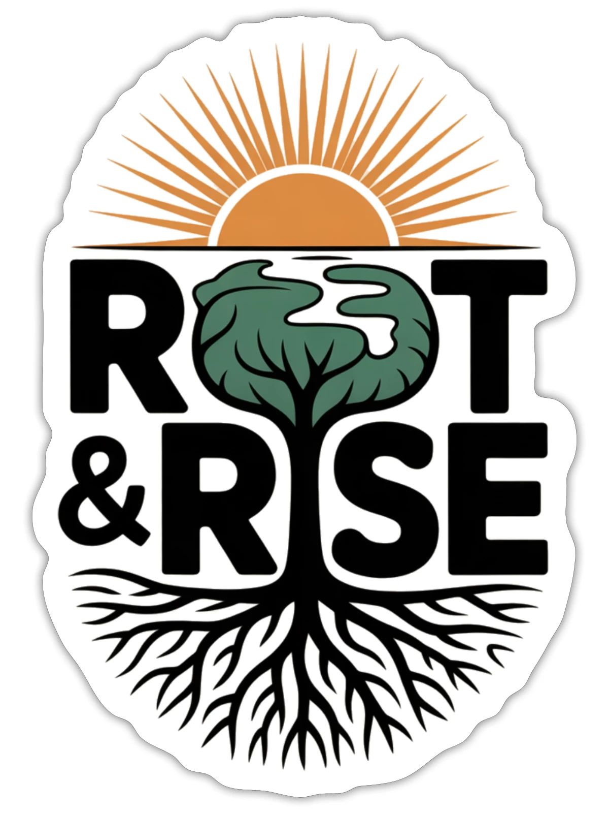 Root & Rise: Sunburst Tree - Sticker - white matte - Front