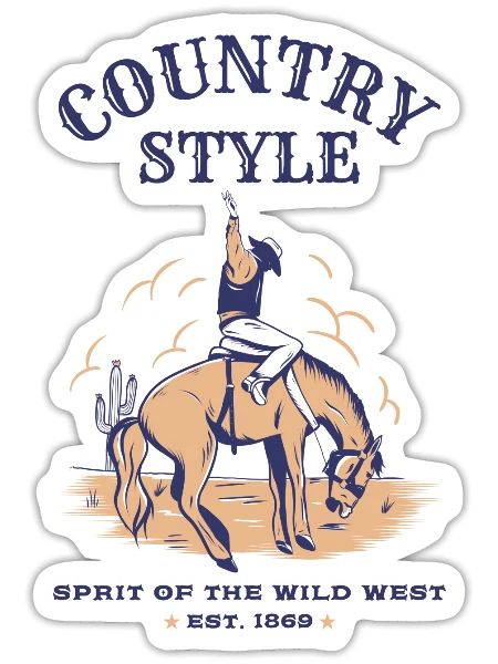 Country Style Rodeo Wild West Cowboy - Sticker - white matte - Front