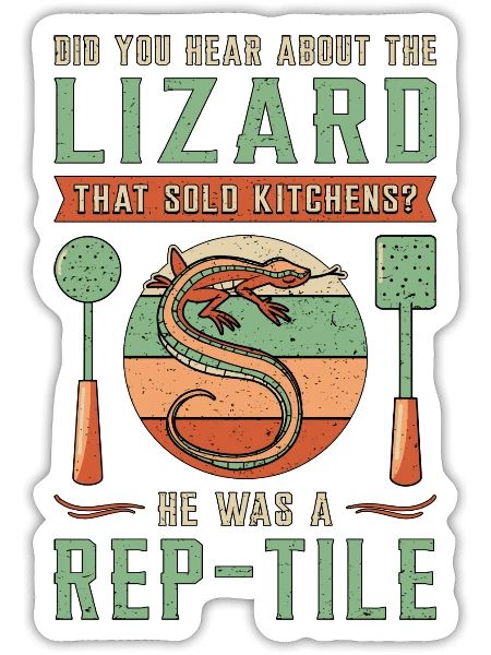 Lizard Reptile Gecko Retro Reptiles Funny - Sticker - white matte - Front
