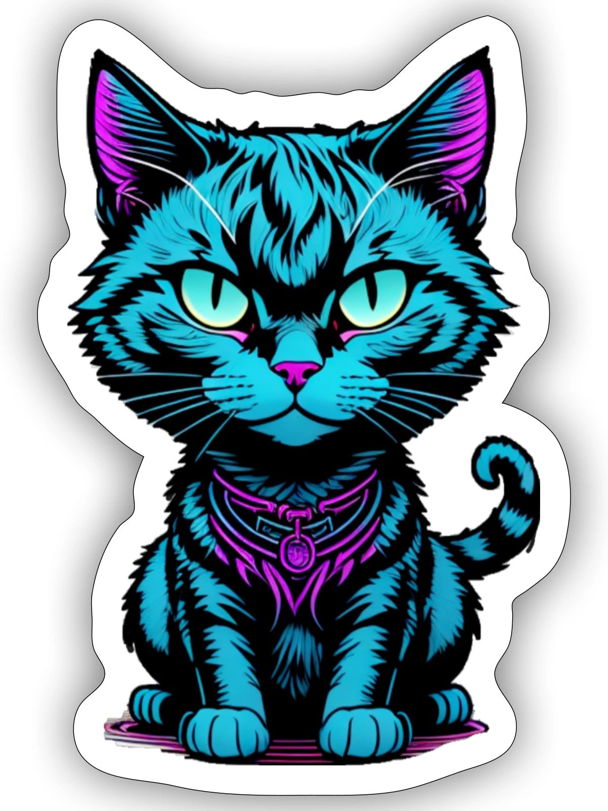 blue cat - Sticker - white matte - Front