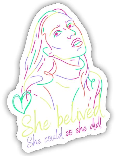 fille néon - Sticker - blanc mat - Devant