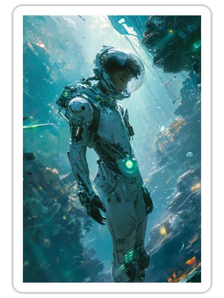 Futuristic male - Sticker - white matte - Front