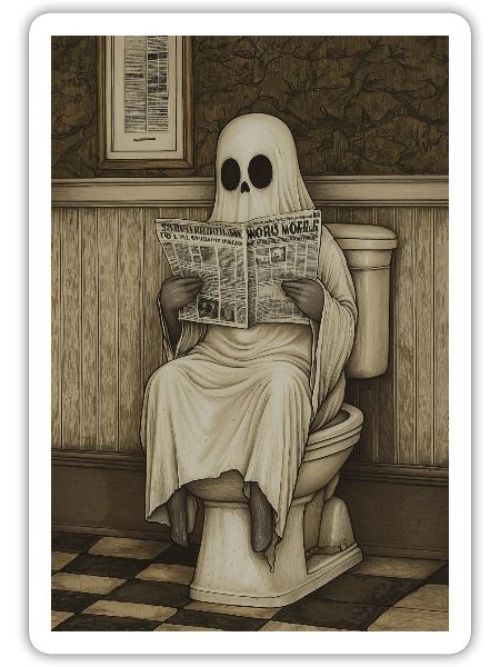 Funny Ghost Toilet Bathroom - Sticker - white matte - Front