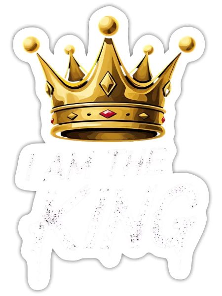 I Am the King - Golden Crown - Sticker - white matte - Front