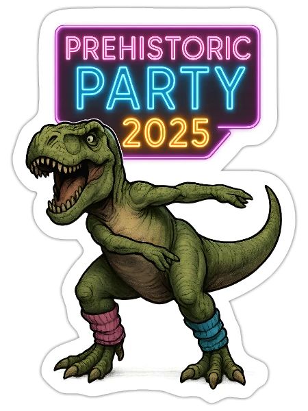 Prehistoric Party Rex 2025 - Sticker - white matte - Front