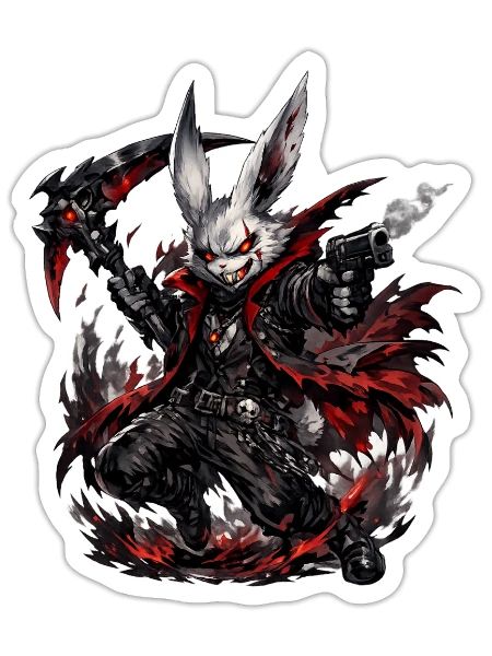 Nightshade Rabbit Gunslinger - Sticker - white matte - Front
