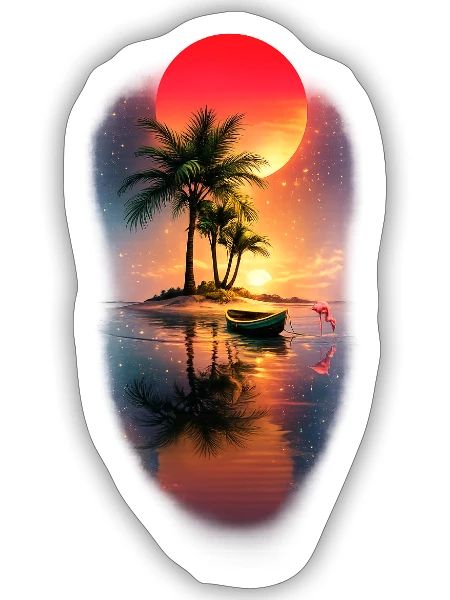 Sunset Island Palm Escape - Sticker - white matte - Front