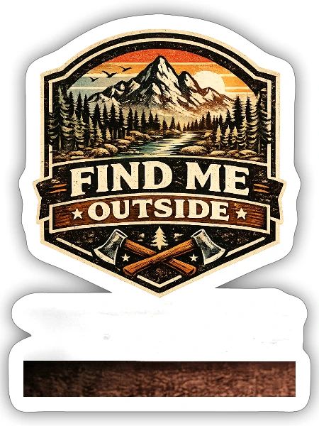 Find Me Outside Mountain Badge - Sticker - white matte - Front
