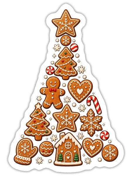 Gingerbread Christmas Tree - Sticker - white matte - Front