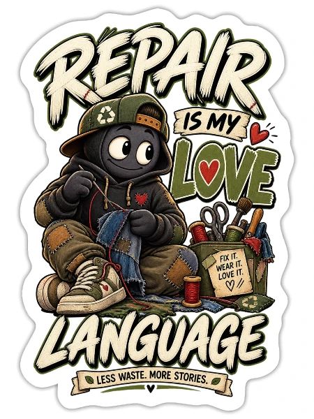 Repair Is My Love Language – Funny Upcycling - Sticker - white matte - Front