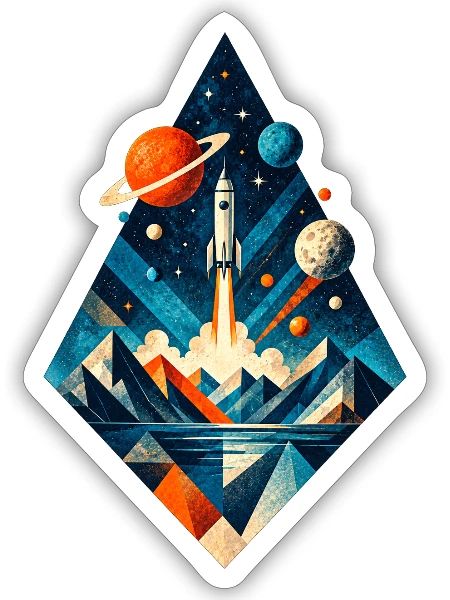 Aventure Cosmique dans la Montagne - Sticker - blanc mat - Devant