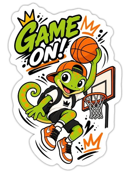Gecko_Boy_02_Game_On - Sticker - white matte - Front