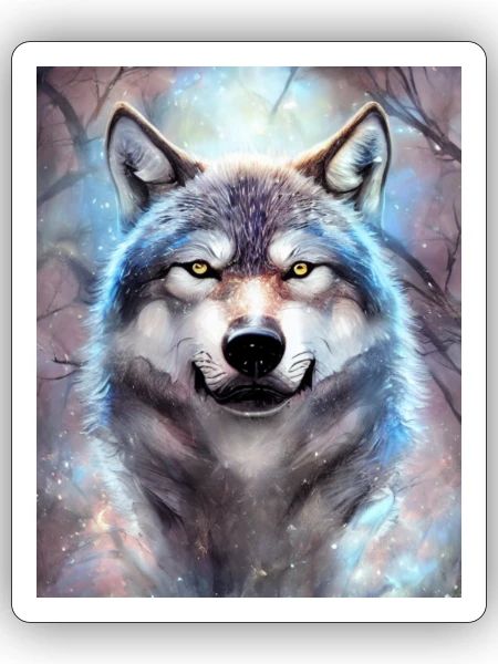 Loup néon - Sticker - blanc mat - Devant