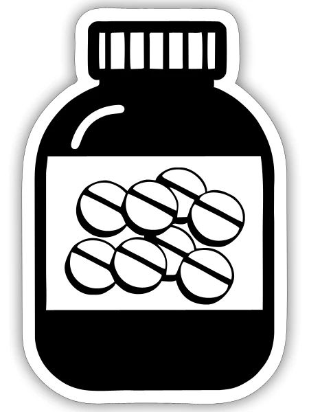 Jar with pills for pharmacy - Sticker - white matte - Front