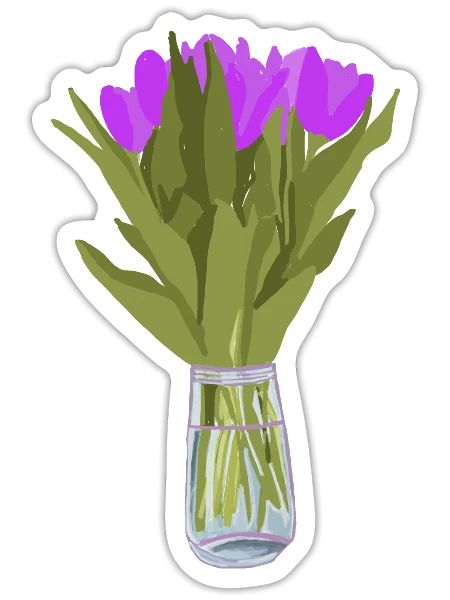 Tulipes violettes modernes - Sticker - blanc mat - Devant